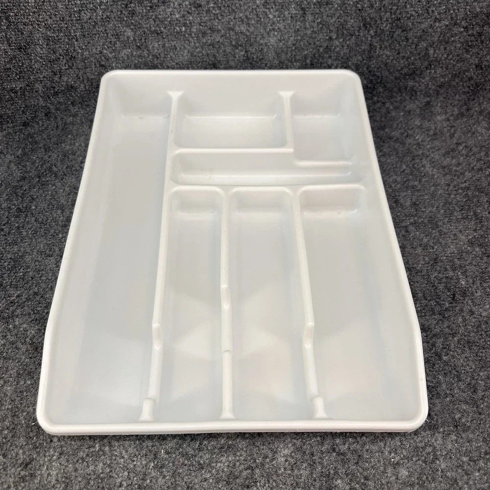 Vtg White Rubbermaid 0521 Utensil Tray 7 Slots Organizer Silverware 11.5 x 16